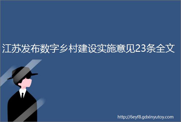 江苏发布数字乡村建设实施意见23条全文